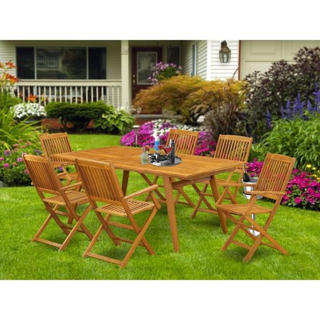 EAST WEST FURNITURE 7 Piece Denison Patio Furniture Set - Natural Oil DECM7CANA